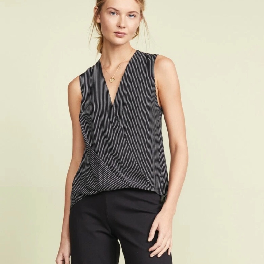 Rag & Bone Black Striped silk Women's Top - Picture 4 of 10